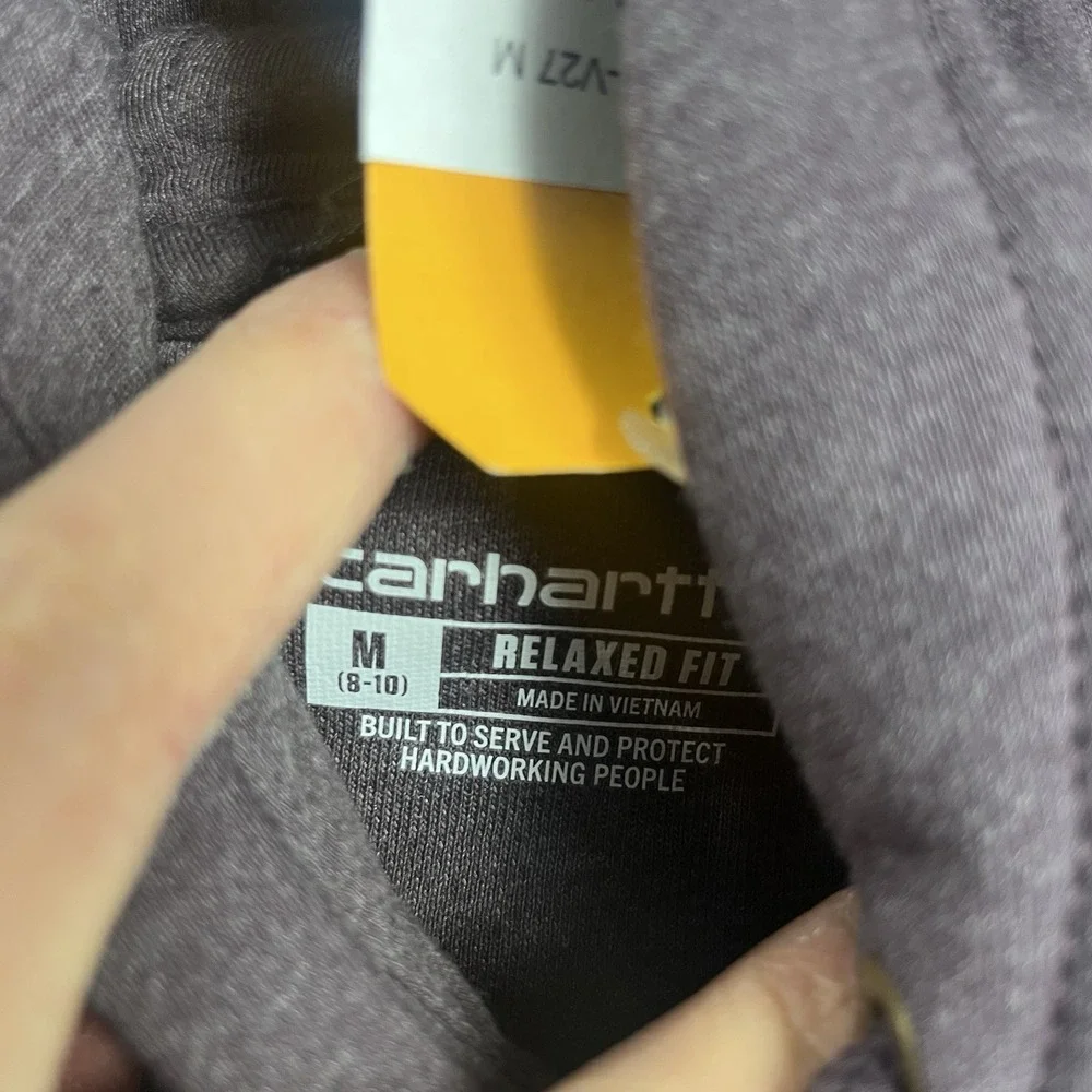 Carhartt Youth Hoodie Medium 8/10 Purple Logo‎ Sweatshirt Pullover Fleece NWT